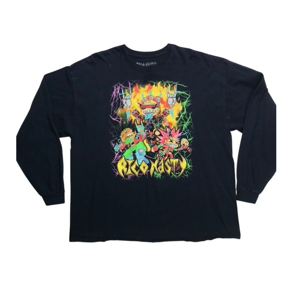 Rico Nasty Long Sleeve Graphic Rap Tee Shirt Black Mens 2X Anime Style Lightning